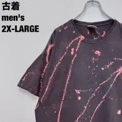 古着 COMFORT COLORS Tシャツ ブリーチ加工 フェード 濃灰2XL