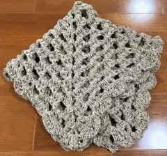 ベージュ　ブランケット　手編み　ハンドメイド　約66センチ