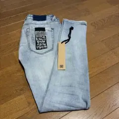 前後タグ付き】Ksubi ダメージスキニーデニム ライトブルー 28インチ 
