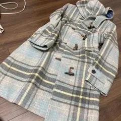 GIO SPORT ワールド　日本製　水色系チェック ダッフルコート