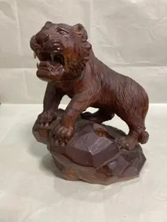 Vintage 昭和レトロ 置物 木彫り 虎 大型 和室 店舗 縁起物 - メルカリ