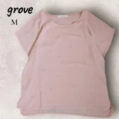 grove　М ピンク シャツ トップス ブラウス　刺繍