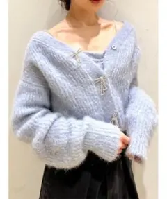 LILY BROWN カシミアブレンドレイヤードカーディガン レオパード