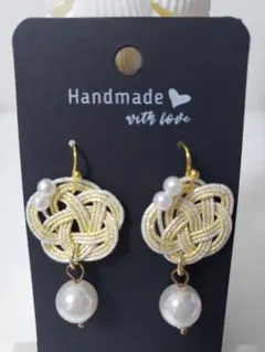 ハンドメイド ピアス　水引ピアス　成人式　着物　お祭り