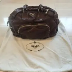 PRADA ブラウン レザー トートバッグ 保存袋付き