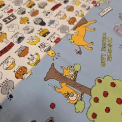 (コットンこばやし)猫柄　ねこちゃん　動物園　綿キャンバス生地　布　2枚セット