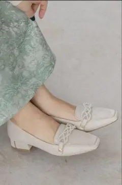 RANDA パールローファー パンプス スクエアトゥ 3WAY※付属品一部欠品