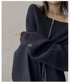 CAPRICIEUX LE'MAGE Wジップボートネックニット　ネイビー CAPRICIEUX LE'MAGE（カプリシューレマージュ）の「【C.L】W