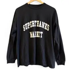 スーパーサンクス カレッジロゴビッグロングTシャツ 黒 ブラック M 長袖ロンT