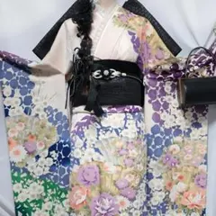 振袖セット 濃紫 桜文様 金彩 京都きもの友禅 別帯揚げ2本お付けします 