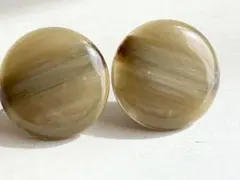 年代物 当時物 未使用 水牛のようなカラー レトロvintageイヤリング