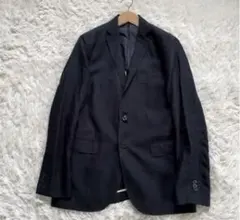 極美品 超高級 フレンチリネン ジャケット麻100% 濃紺 175cm着LL