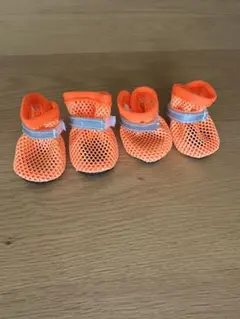 【美品】犬　靴　メッシュ　夏用　小型犬用M　オレンジ　夜間反射テープ付　軽量