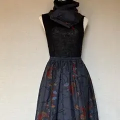 0140 大島紬反物から　タックギャザースカート＆フリルストール