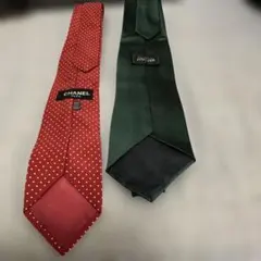 【2点セット】シャネル ココマーク ドット柄 ＆ ジュピター 深緑 ネクタイ