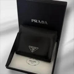 極上美品✨ PRADA プラダ 三つ折り財布 サフィアーノ ブラック 三角