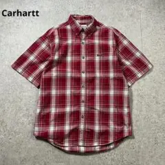 Carharttカーハート 半袖チェックシャツメンズM レッド古着M5