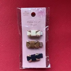 【新品】ベビー キッズ リボン型ヘアピン3個セット