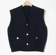 CARA O CRUZ ニット ベストボタン ネイビー サイズ9 レディース