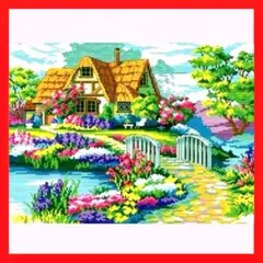 クロスステッチキット 11CT 刺繍キット 刺繍道具 刺繍風景 ハウス 家 花