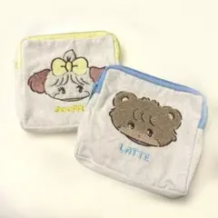 mikko characters フェイス巾着 もこもこポーチ スフレ ラテ