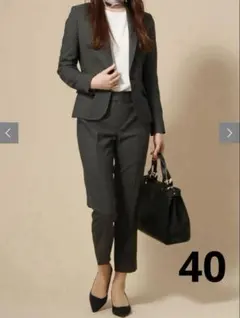 スーツスクエア ９分丈テ－パ－ドパンツ グレーチェック柄 40