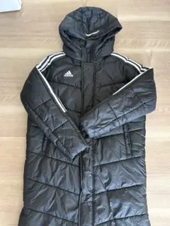 adidas ブラック ベンチコート フード付き