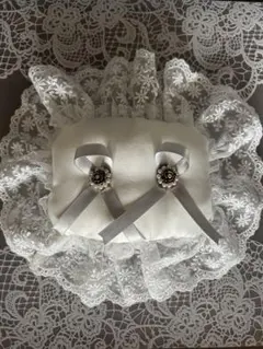 リングピロー ホワイト レース サテン