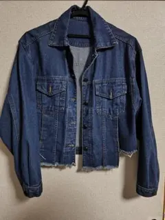 ダークブルー クロップドデニムジャケット