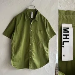 MHL. 日本製 コットンツイルシャツ オリーブ S マーガレットハウエル