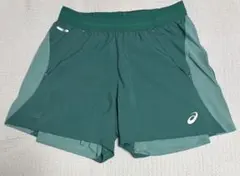 【メンズ】【Mサイズ】ASICS ランニングショーツ グリーン