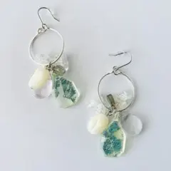 ＊多色天然石＊フープピアス＊