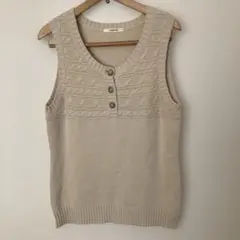 L&Beautiful ニットベスト キナリ色　M