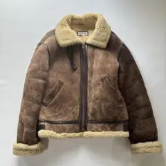 良品✨リアルムートン　レザージャケット　ボアブルゾン　B-3 本革　ブラウン