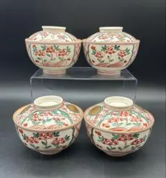 未使用 京焼 清水焼 平安春晃 呉須赤絵 玉取獅子 蓋付丼 夫婦茶碗 希少
