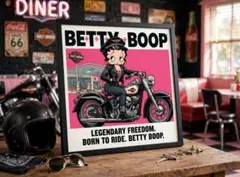 デザイン看板】ベティーちゃん☆バイク黒ポスター絵グッズ車庫