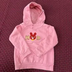 【美品】ミキハウス　HOT BISCUITS 刺繍付きピンクパーカー 100㎝