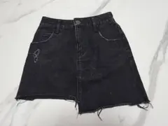 rienmd ブラックデニムミニスカート ダメージ加工