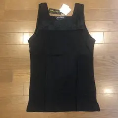 新品タグ付き シルケット加工 綿100% ブラック タンクトップ L
