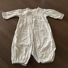 アイボリー刺繍付きコットンロンパース