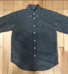 ラルフローレン　ネイビーチェック ボタンダウン長袖シャツ
