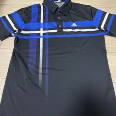 adidas ストライプ ポロシャツ ブラック Mサイズ