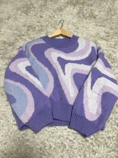 ウェーブ柄 SHEIN ニット パープル