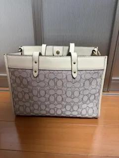 COACH コーチ 2WAY トート ハンドバッグ ジャガード シグネチャー