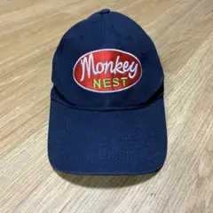 ヴィンテージ　コットンキャップ　刺繍ロゴ　古着　ブラック