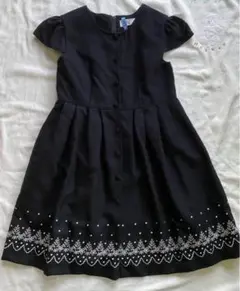 美品　アートレター 濃紺　刺繍　ワンピース　130