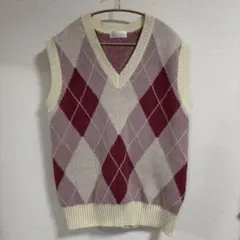abc une face アーガイルニットベスト