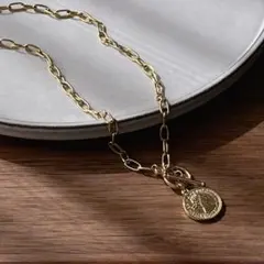 ステンレス コインネックレス ゴールド チェーン マンテル 新品 上品 高見え