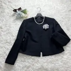 大きいサイズ✨極美品✨️23区 ノーカラージャケット カラーレス 黒 40 L