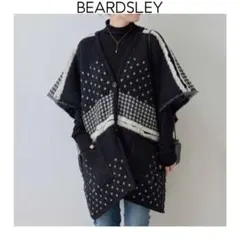 新品　BEARDSLEY ウールジャガードポンチョ　ブラック　ビアズリー　ベスト